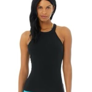 Alo Ribbed Insight Tank Black Small